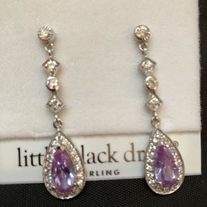 Sterling Silver Drop Pendant CZ Earrings
